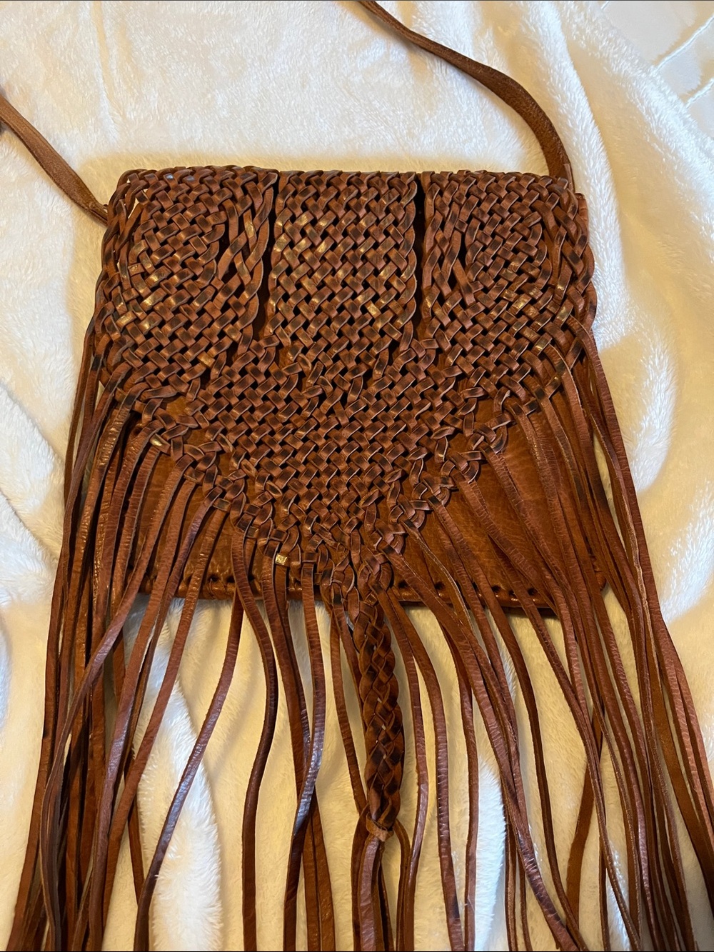 Brown Fringe Crossbody Bag - Purchased in Morocco. Leather. Handmade.